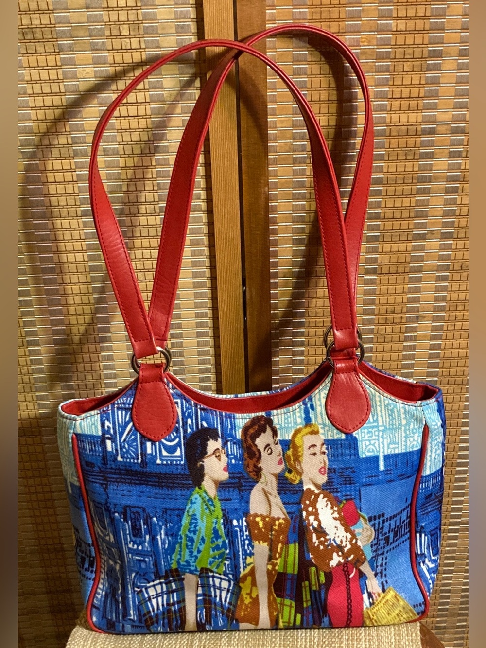 Vintage Women’s Red and BlueTote/Bag w/ Sequined Design